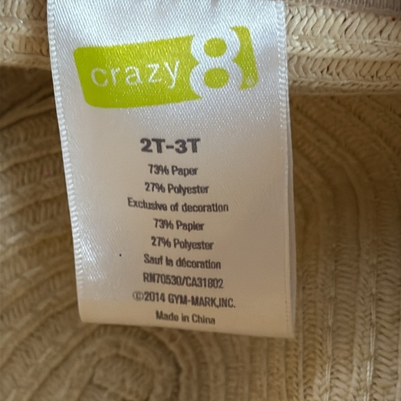 🌹NWOT:Crazy 8 Striped Cream and Pink Sun Hat - Picture 4 of 4